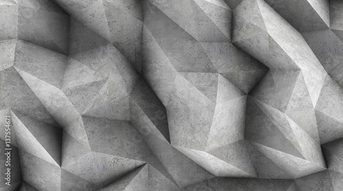 Fototapeta Polygonal concrete wall as wallpaper or background. 3D rendering