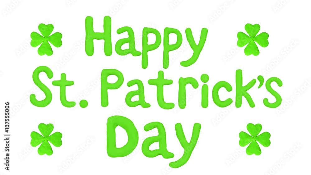 Title Happy St. Patrick's day with clover. Alpha matte. 4K Title Happy St. Patrick's day with clover. Alpha matte. 4K
