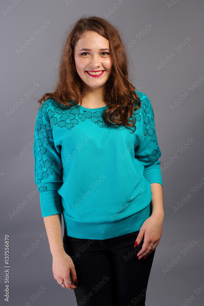 Smiling girl on gray Smiling girl on gray