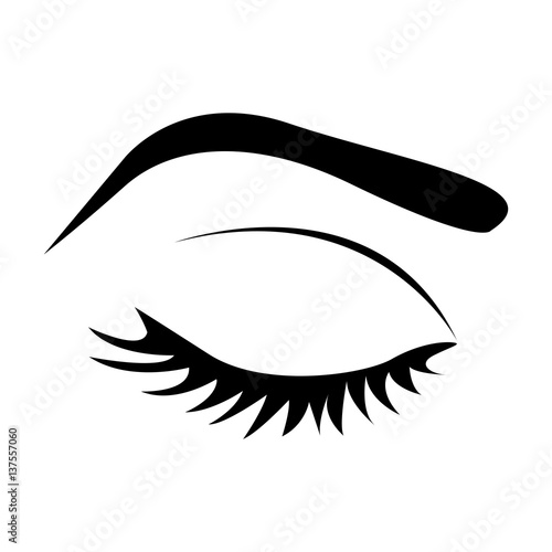 color silhouette with female eye closed and eyebrow vector illustration