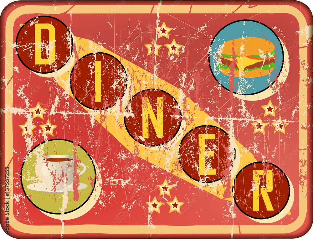 vintage american diner sign,vector illustration Stock ベクター | Adobe Stock