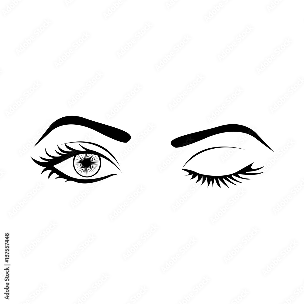 monochrome silhouette with wink woman eye vector illustration Stock Vector  | Adobe Stock