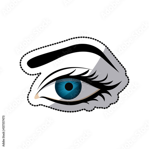 sticker color silhouette with female eye and eyebrow vector illustration