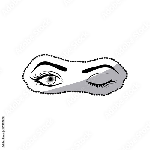 sticker black silhouette Winking woman's eyes vector illustration