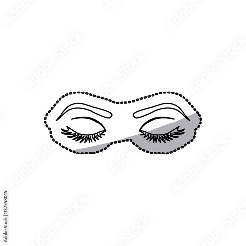 sticker contour woman with closed eyes vector illustration