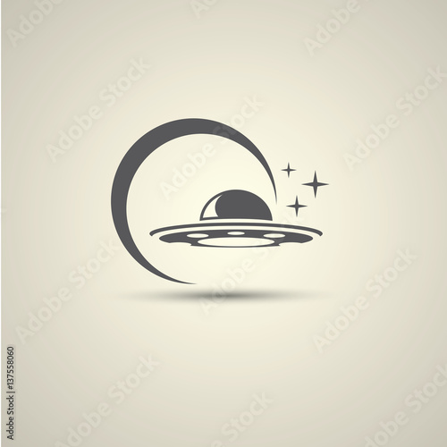 Ufo flying saucer vector icon