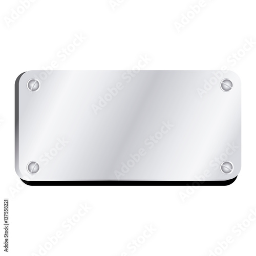 Shiny brushed metal plate with screws vector illustration