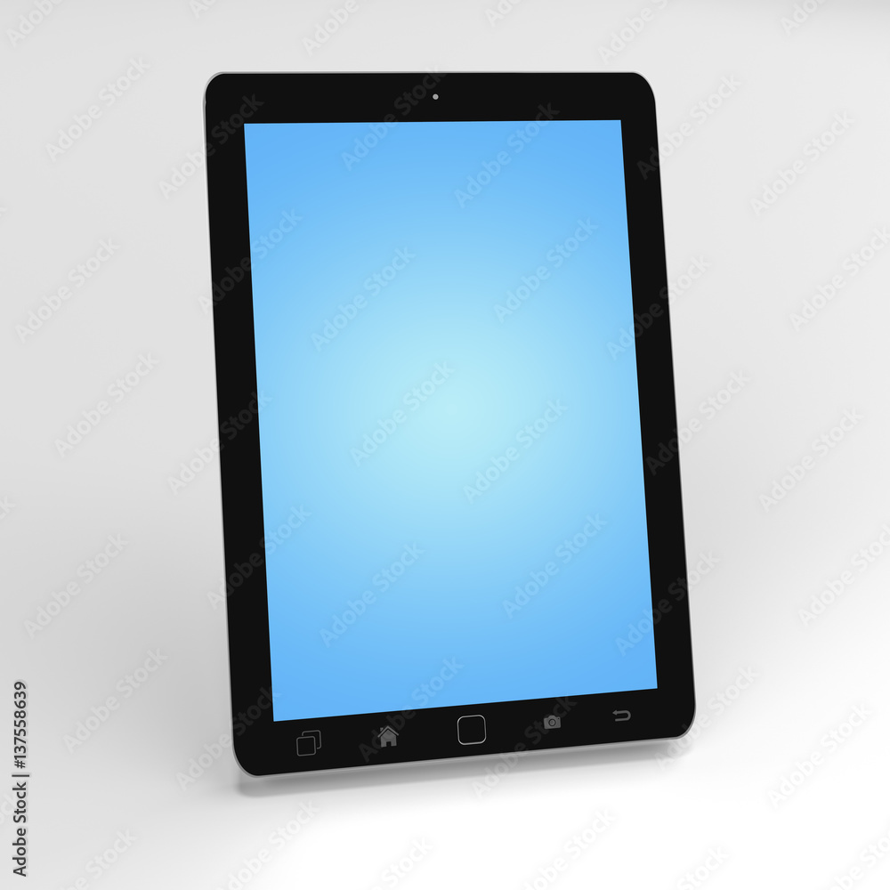 Modern digital black tablet on white background 3D rendering Modern digital black tablet on white background 3D rendering