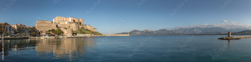 Panoramic view of Citadel and harbour entrance at Calvi Corsica