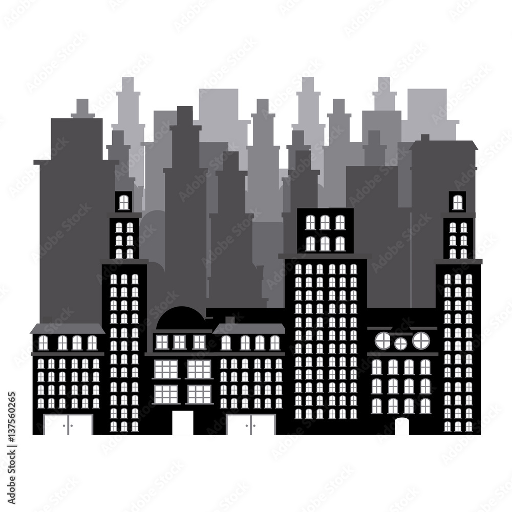 buildings and cityscape scene icon vector illustration