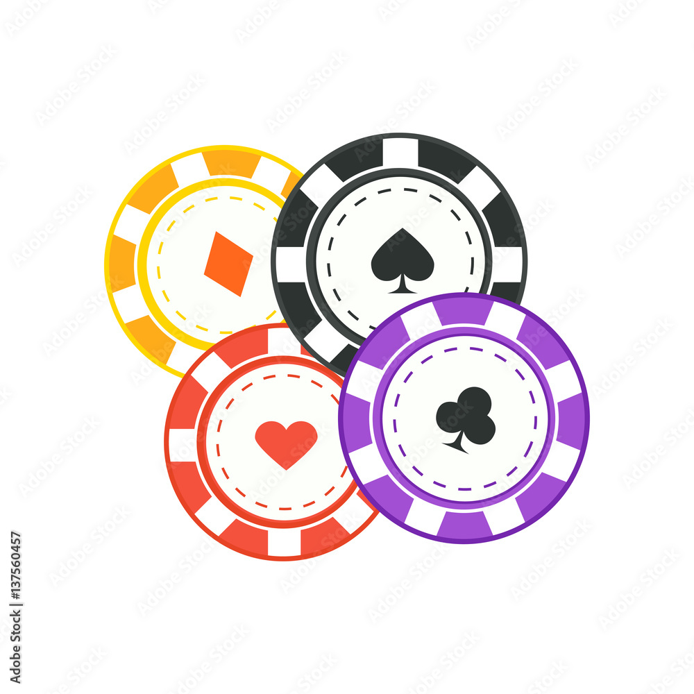 Gambling Chips Vector Illustration In Flat Design. Gambling Chips Vector Illustration In Flat Design.