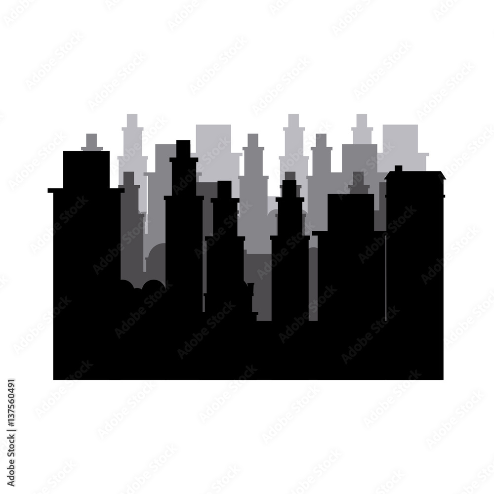 silhouette cityscape scene night time vector illustration