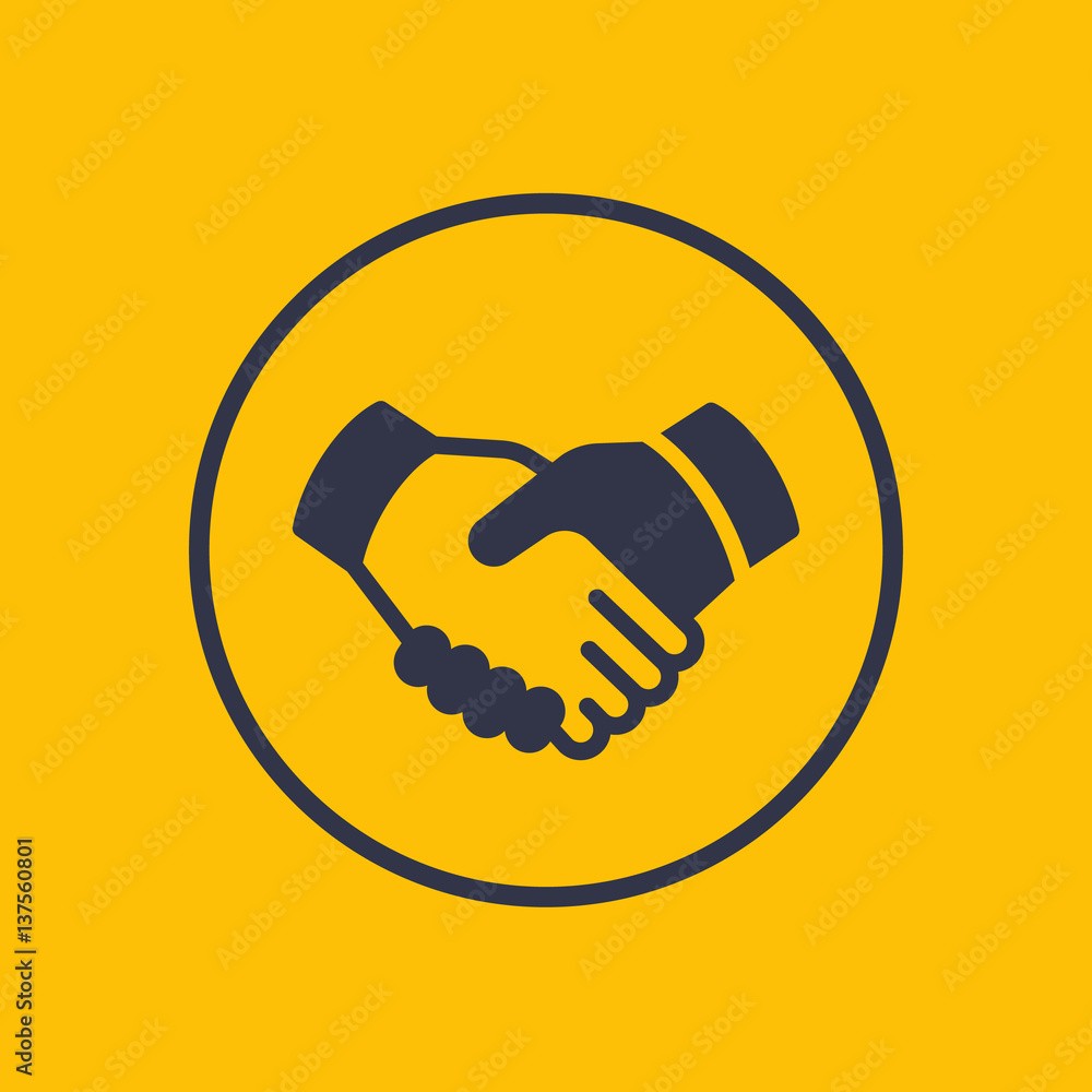 handshake, partnership, deal icon in circle, vector illustration