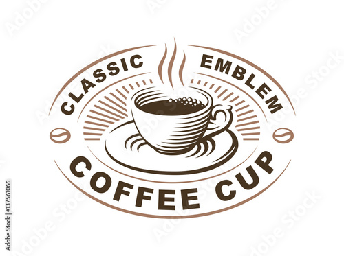 Coffee cup logo - vector illustration, emblem design on white background