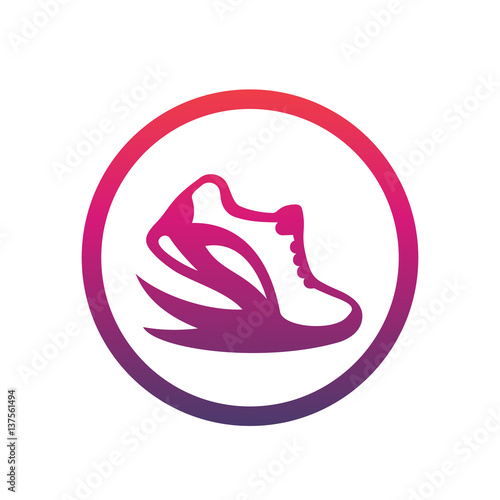 Running logo element, icon in circle over white