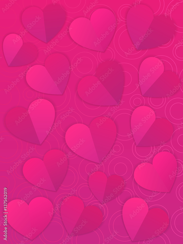 Valentines day background, card template with hearts