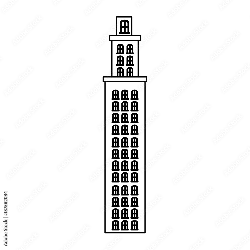Obraz premium silhouette tower residence with several floors vector illustration