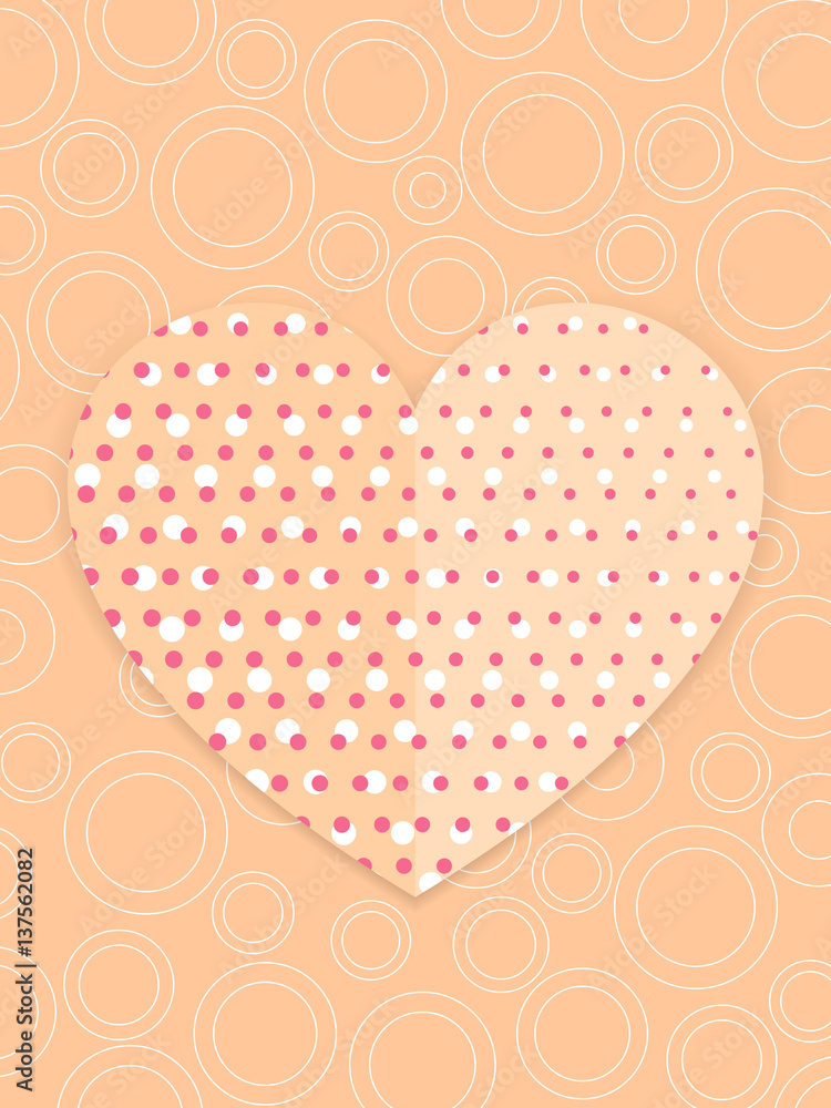 Valentines day card or wedding invitation template with heart and dots Valentines day card or wedding invitation template with heart and dots
