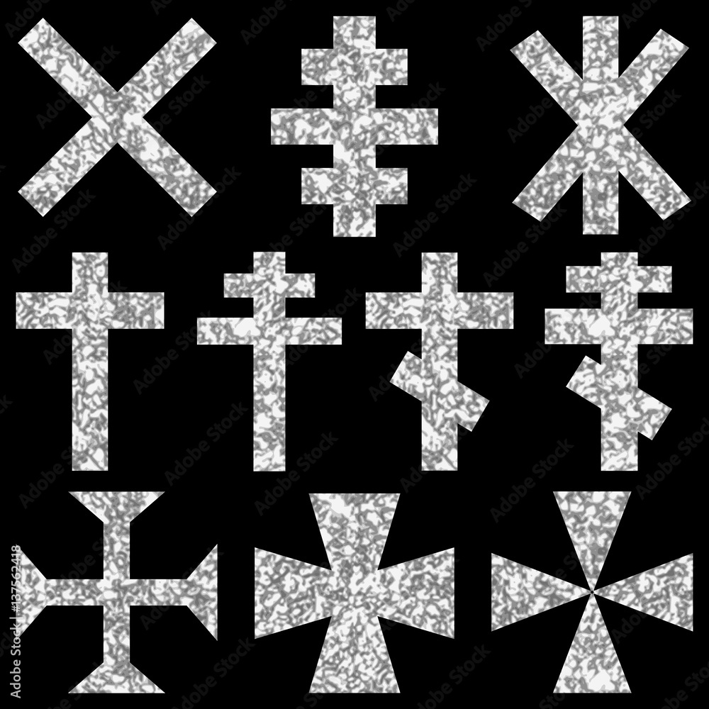 Obraz premium Set Christian crosses in silver and black colors