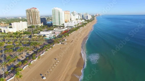 Sunrise at Fort Lauderdale Beach aerial video photo