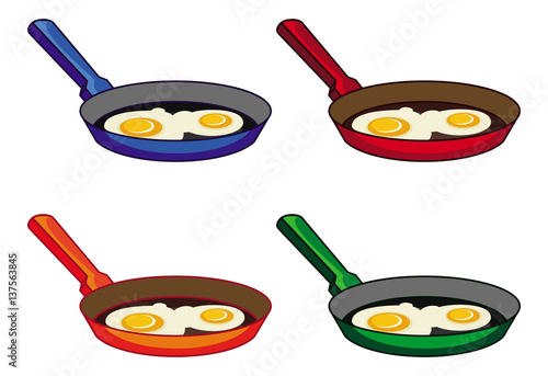 Scrambled eggs in the pan. 