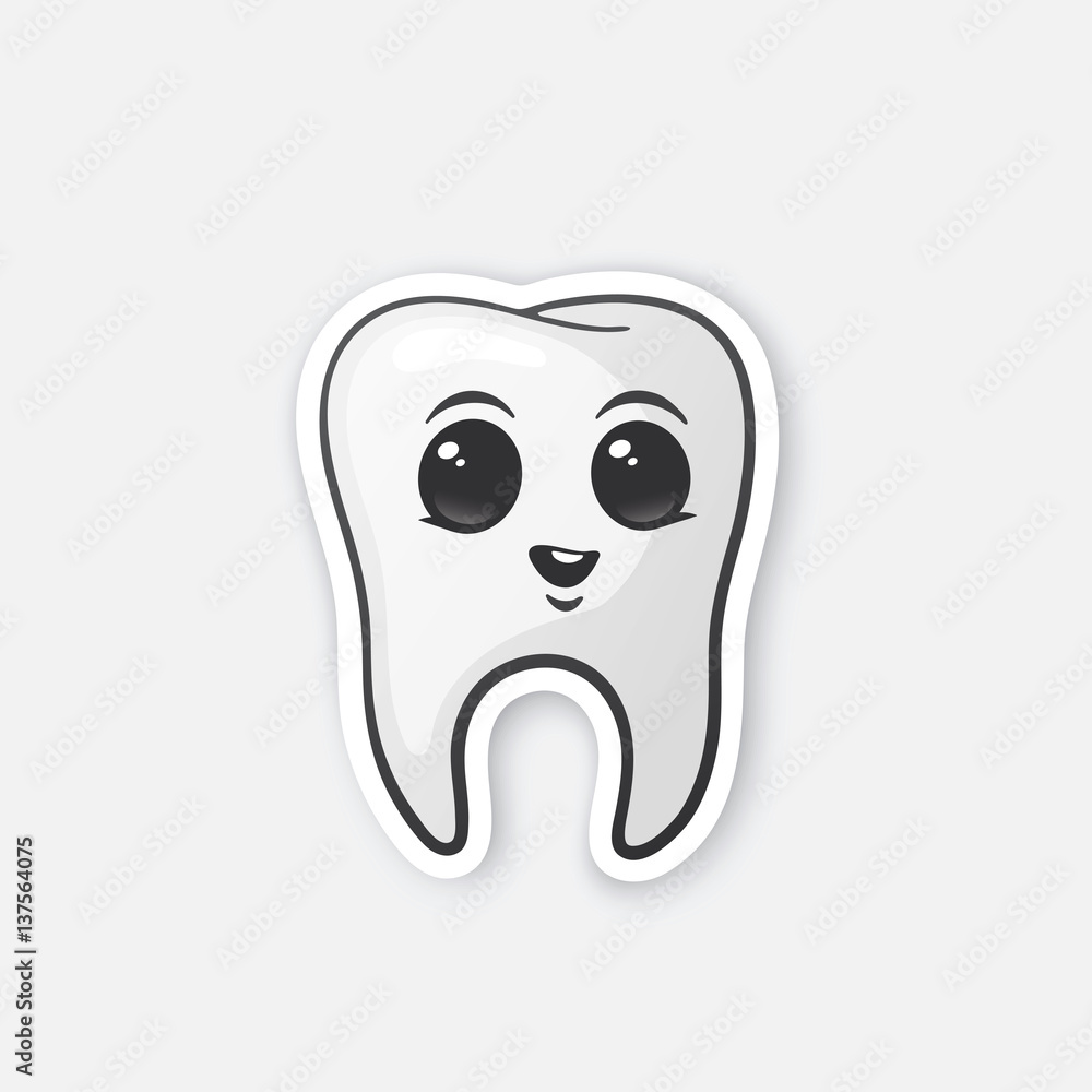 Sticker happy tooth with eyes Sticker happy tooth with eyes