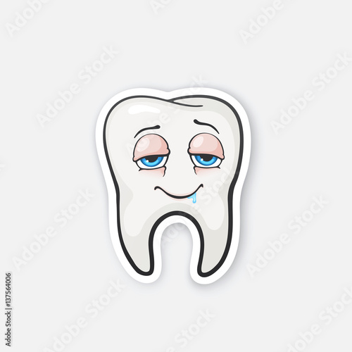 Sticker happy drunk tooth with eyes