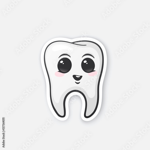 Sticker happy tooth with eyes and blusher