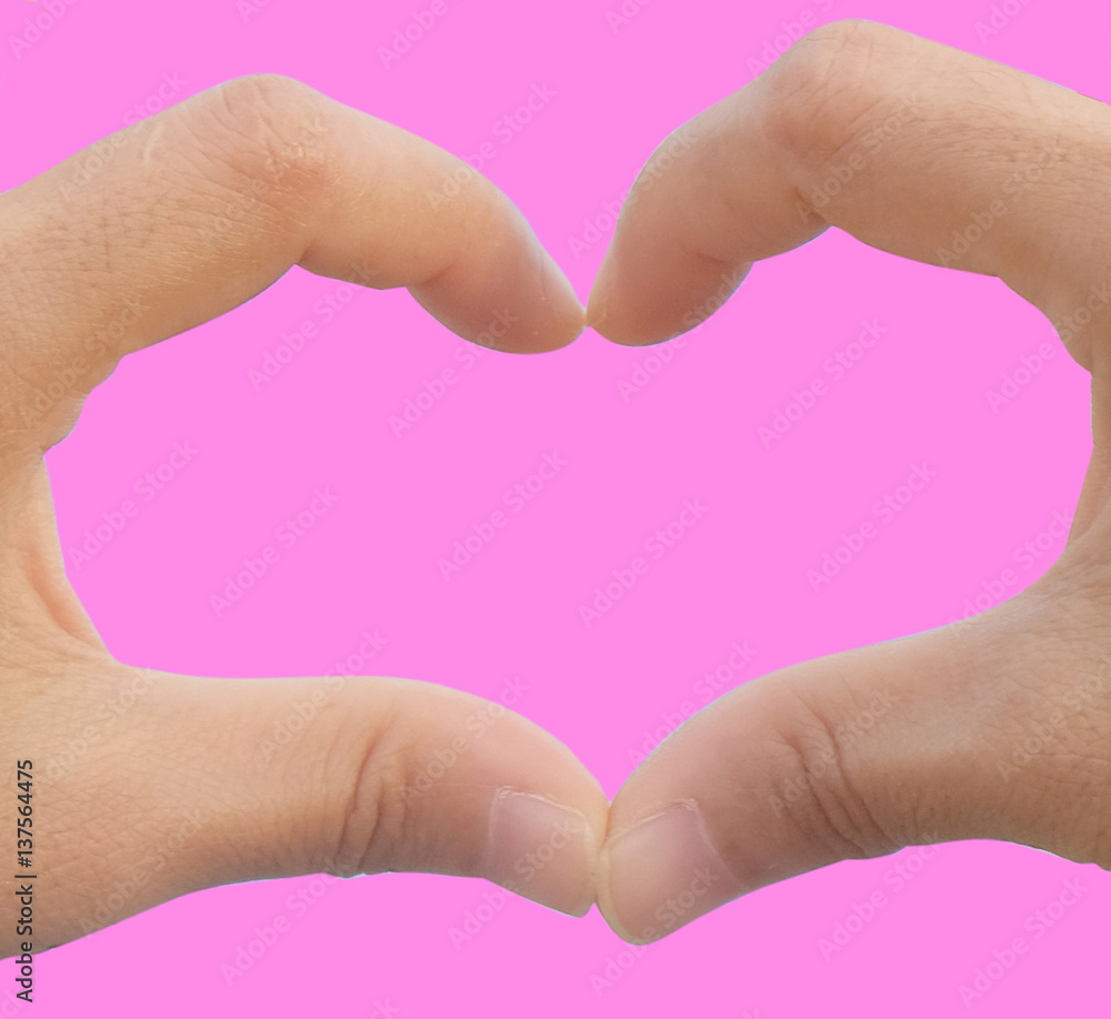 fingers doing symbol heart on pink background,concept valentine day fingers doing symbol heart on pink background,concept valentine day