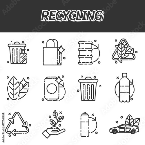 Recycling flat icons set photo