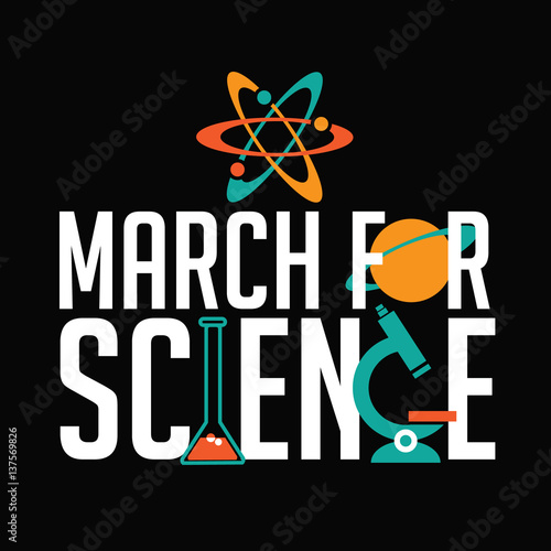 March for Science design with scientific icons. EPS 10 vector.