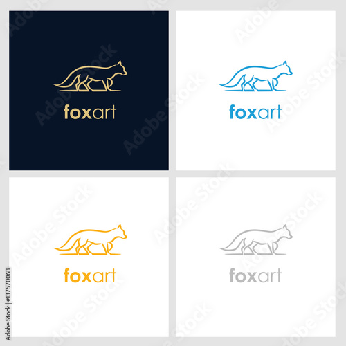 fox line company logo. wild animal logo with minimalist concept