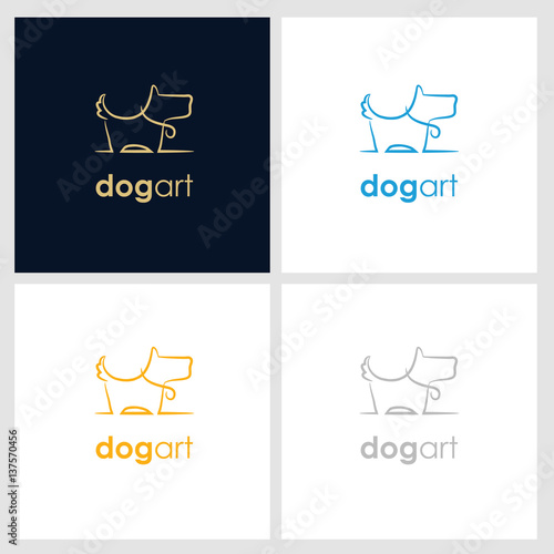 dog line company logo. pet shop logo with minimalist concept