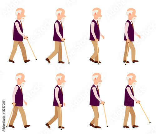 Old Man with Stick. Collection of Character Icons