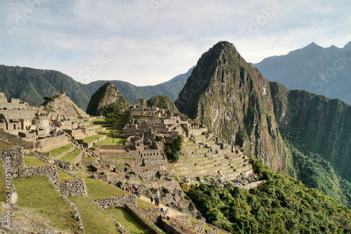 Ancient Inca dwellings in Machu Picchu, Peru