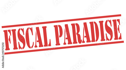 STAMP WITH TEXT FISCAL PARADISE on white