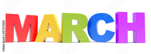 March colored text calendar background on white