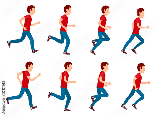 Running Man Animation Sprite Set. 8 Frame Loop.