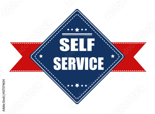 Self service label with ribbon