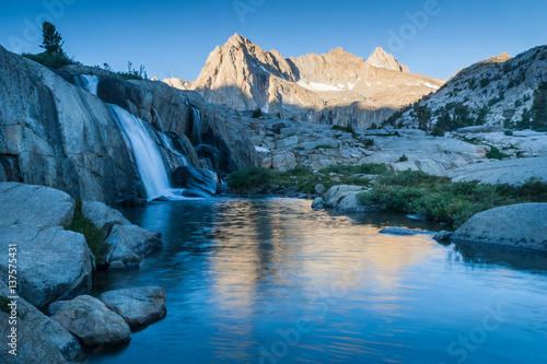 Waterfal and Mountains in the High Sierra of California