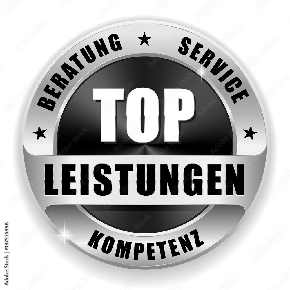 Top Leistungen Siegel mit silbernem Rand Top Leistungen Siegel mit silbernem Rand