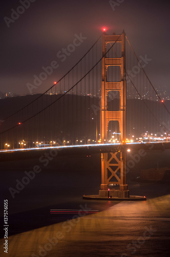 Photography Golden Gate Bridge at night, San Francisco, California