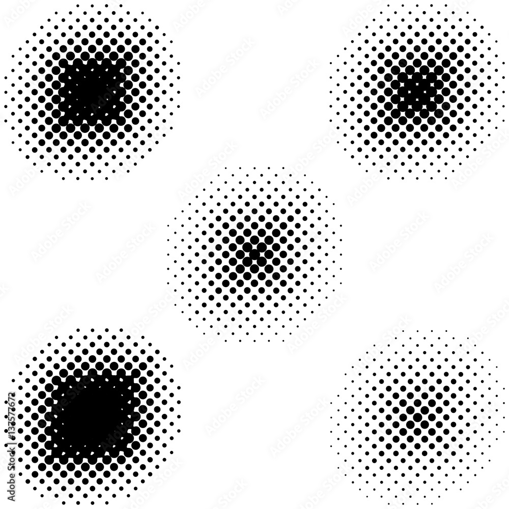 Set of Abstract Halftone Backgrounds. Vector illustration.