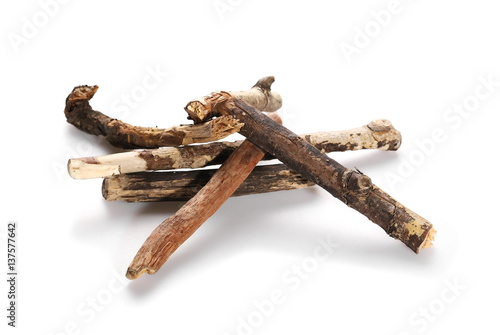 dry branches pile for fire isolated on white background