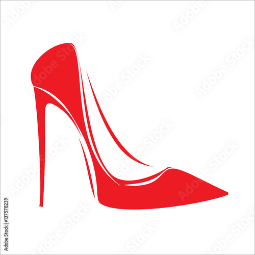 Women's red shoe isolated on white