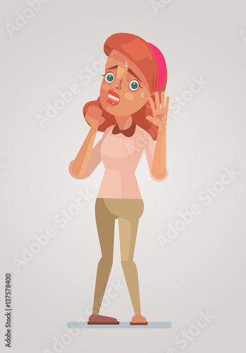 Frightened woman character. Vector flat cartoon illustration