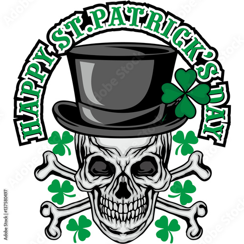 Irish coat of arms with skull and clover, grunge vintage design t shirts