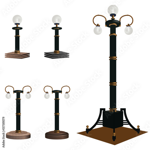 A set of lamps for illumination of streets, boulevards and parks