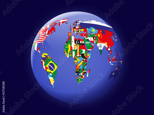political map of the globe on the space background