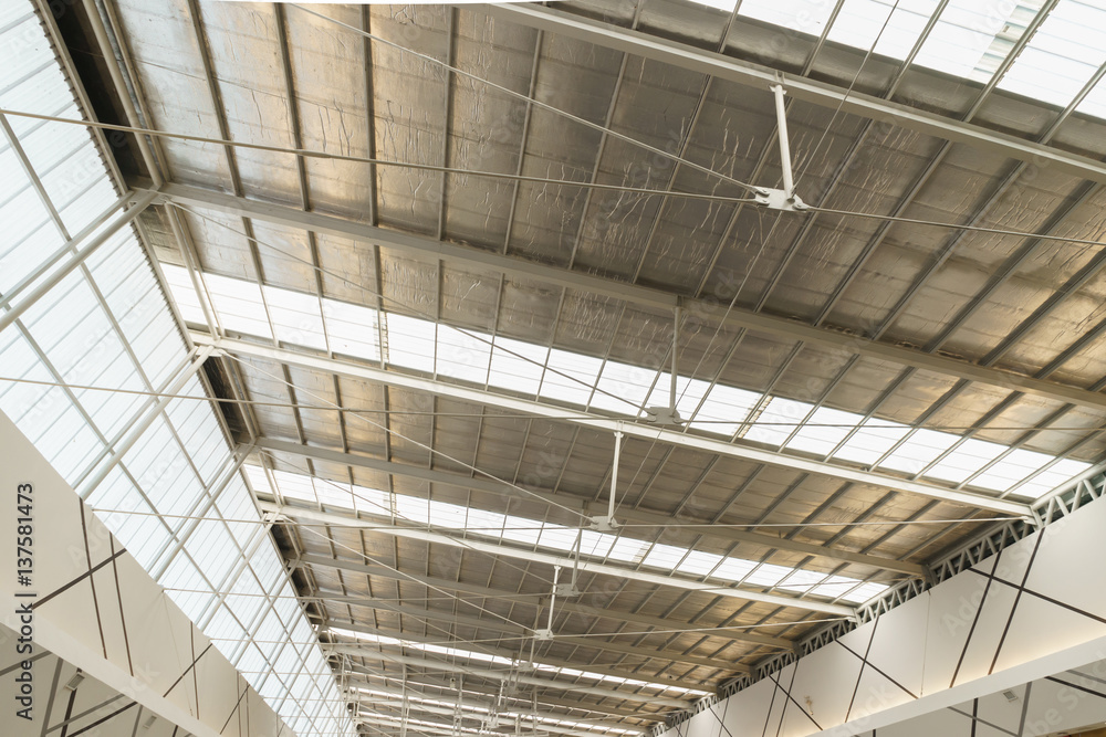 Green environment-care energy-saving roof design with Roof skylight window and Heat insulation materials of the modern mall .